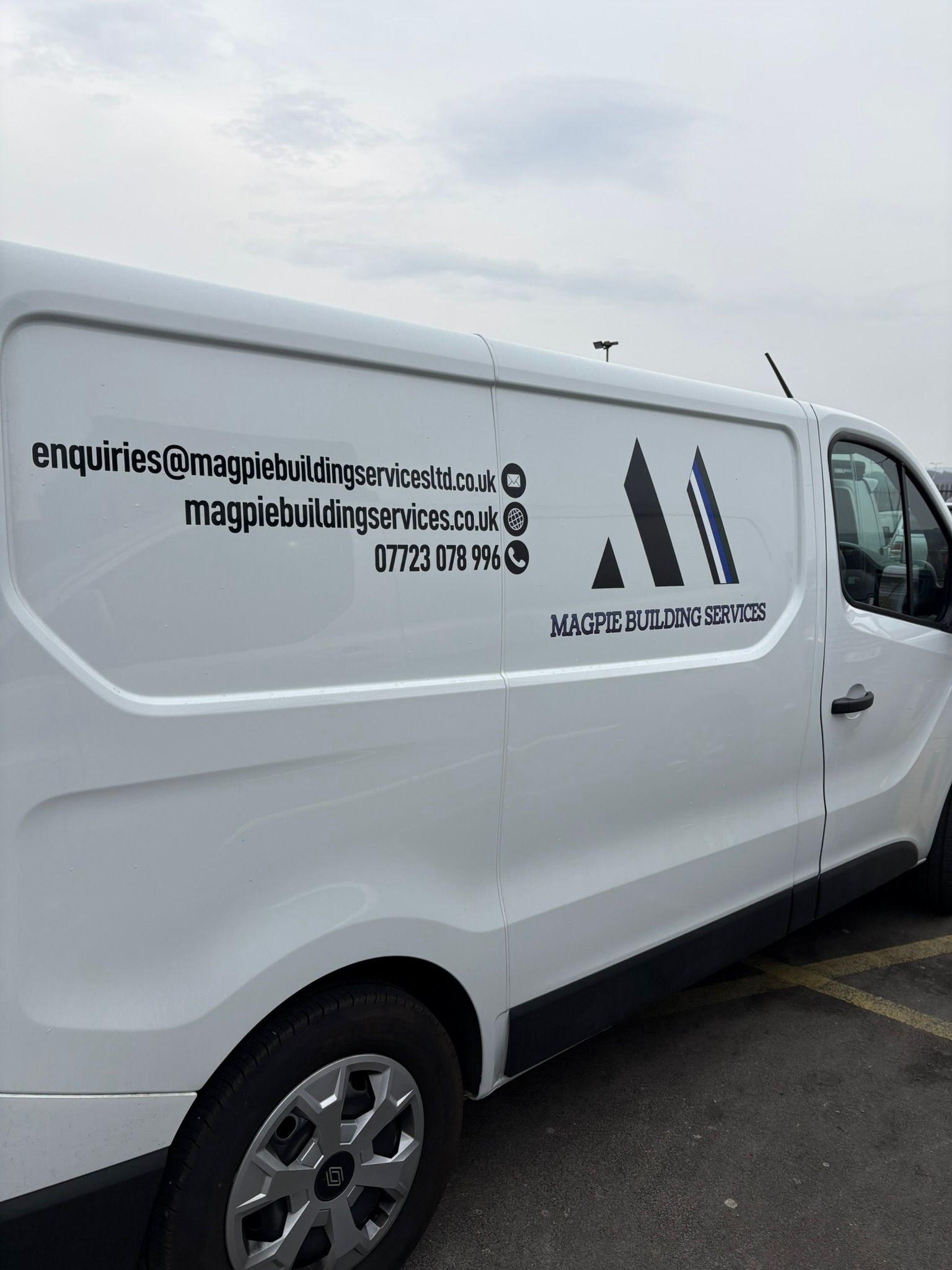 Magpie Building Services branded van in Newcastle